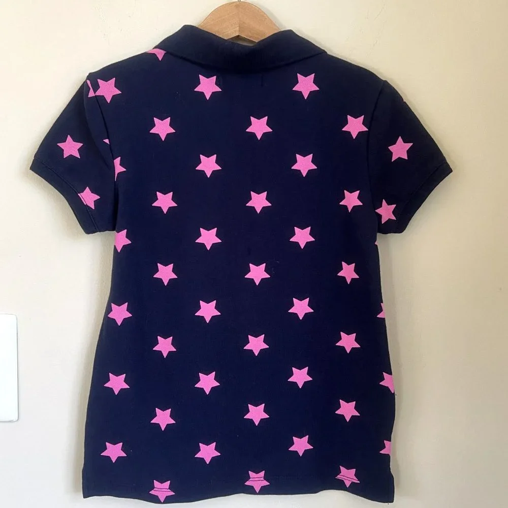 NWOT GapKids Short Sleeve Star Printed Pique Polo, True Indigo, Size M (8) - Picture 2 of 6